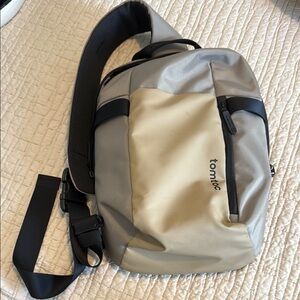 Men's Tan and Gray Crossbody Bag Laptop